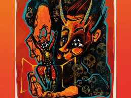 Diseño del afiche del I Encuentro Latinoamericano de Artes escénicas. Artista: Gráfica diablorojo/Pablo de la Fuente, diseño gráf ico Solène Caffarena.