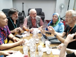 Reunión de trabajo preparatoria del Evento Mediterráneo a celebrarse en El Cairo en Octubre de 2020. Hazem Shebl, Umberto Di Nino, José Luis Ferrera, Naima Agami, Bert Determann y Marina Raytchinova.